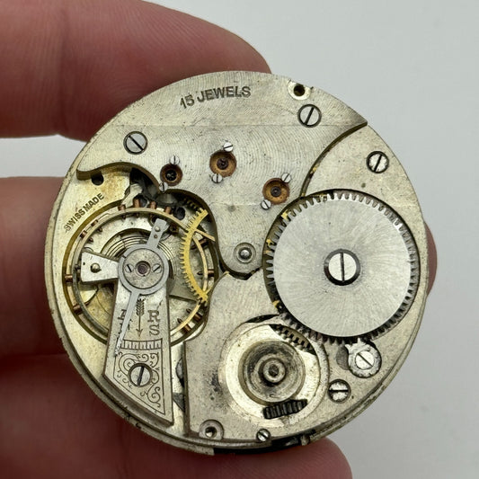 43.1mm Vintage Open Face Swiss Made Pocket Watch Movement PARTS REPAIR SPARES
