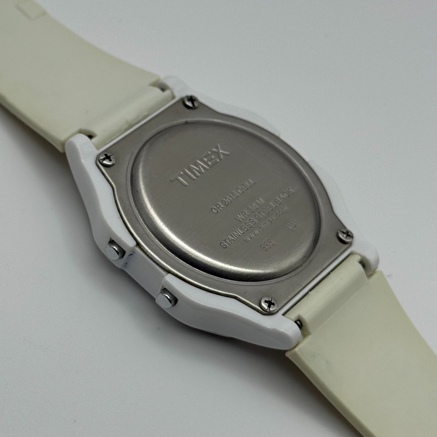 Timex Indiglo Digital Quartz Watch Piano Strap White Black Strap Working 34mm