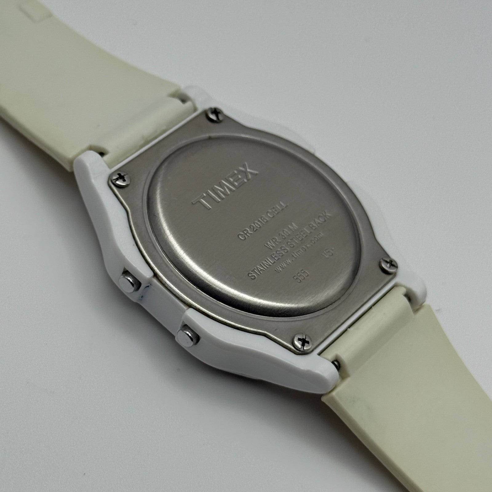 Timex Indiglo Digital Quartz Watch Piano Strap White Black Strap Working 34mm