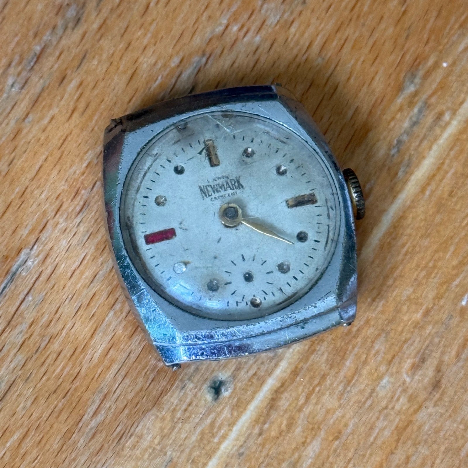 25mm Vintage Hinged Case Newmark Crescent England Nickel Chrome JD Watch PARTS