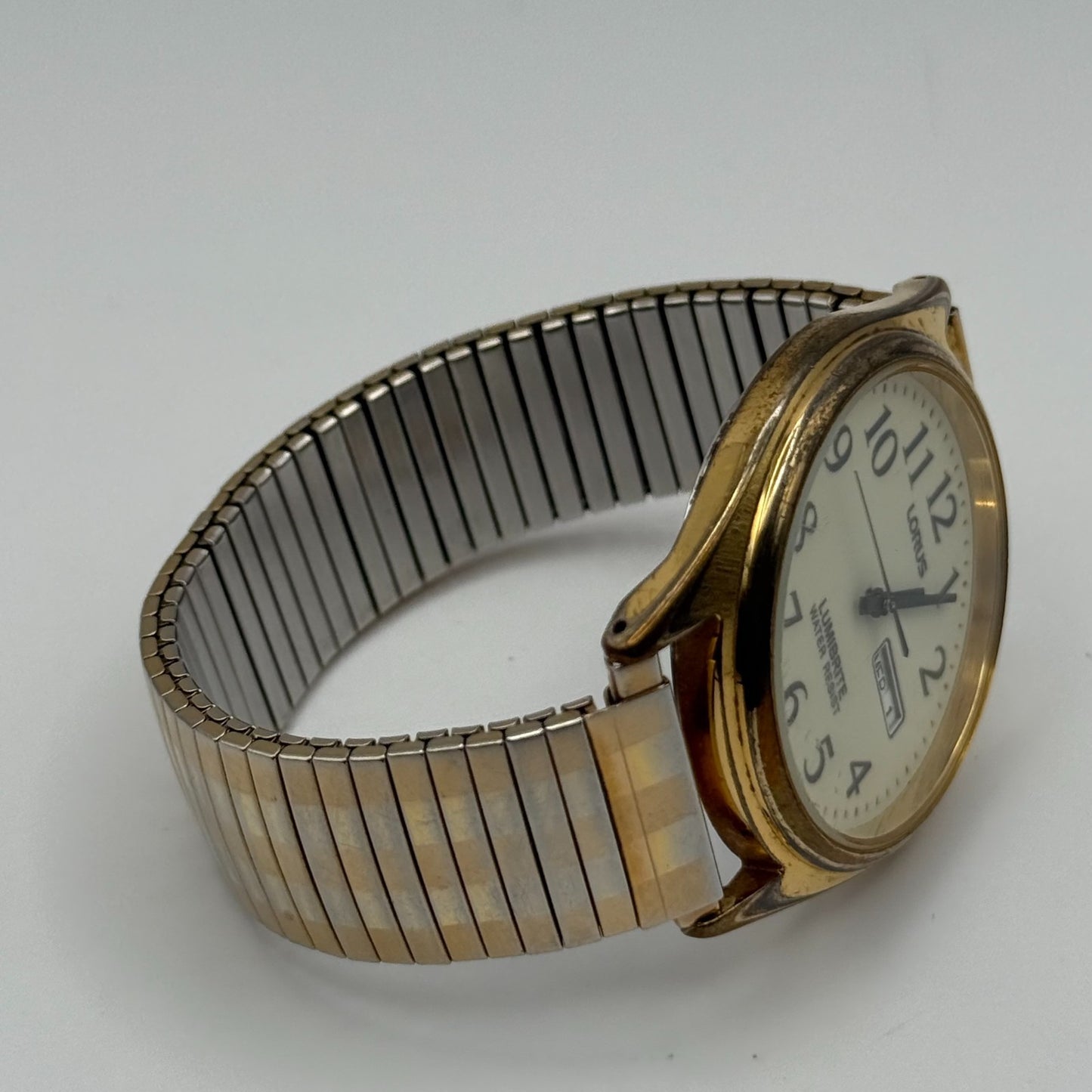 Lorus Lumibrite Ladies Quartz Watch Date Dial Stretch Band Japan Working 37mm