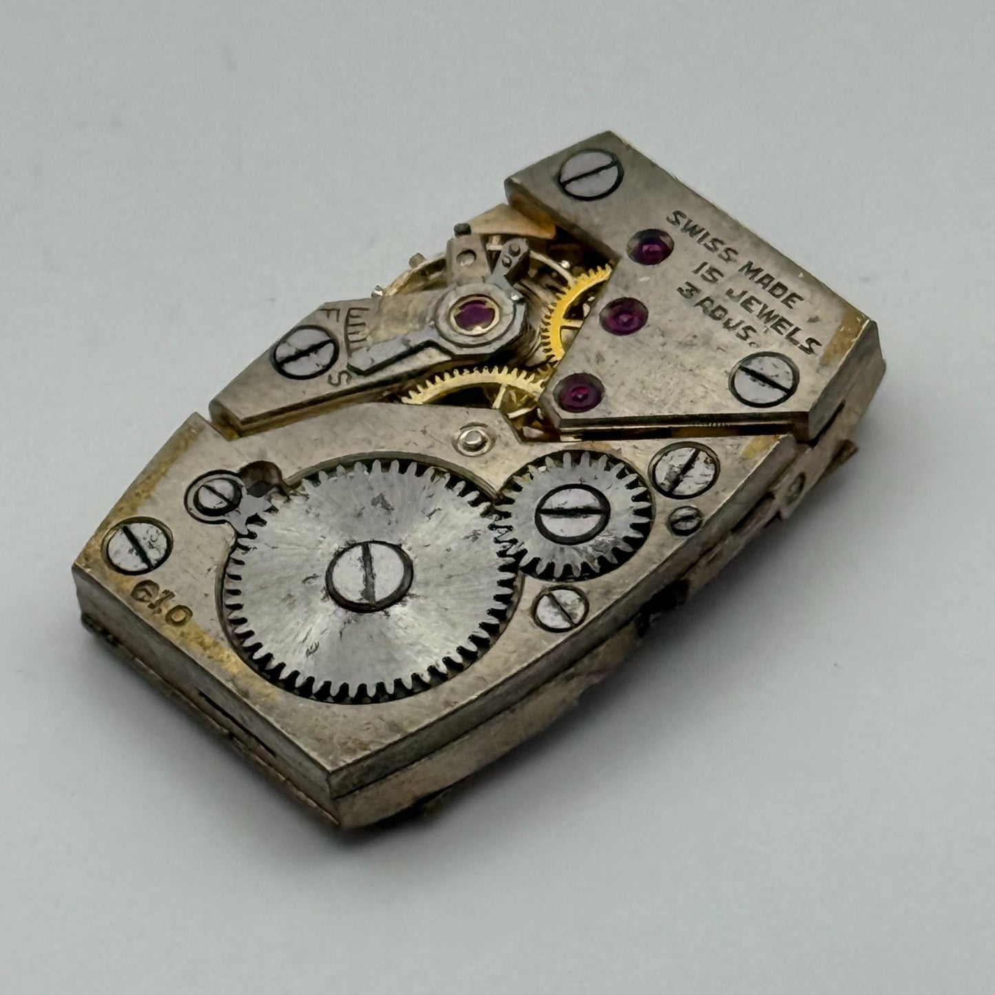 Marvin 610 Tank Tonneau 15 Jewels Watch Movement Manual Wind Parts Repair 17.8mm