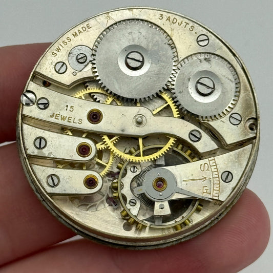 43mm Cyma Ref 919 Tavannes 15 Jewels Open Face Swiss Pocket Watch Movement PARTS