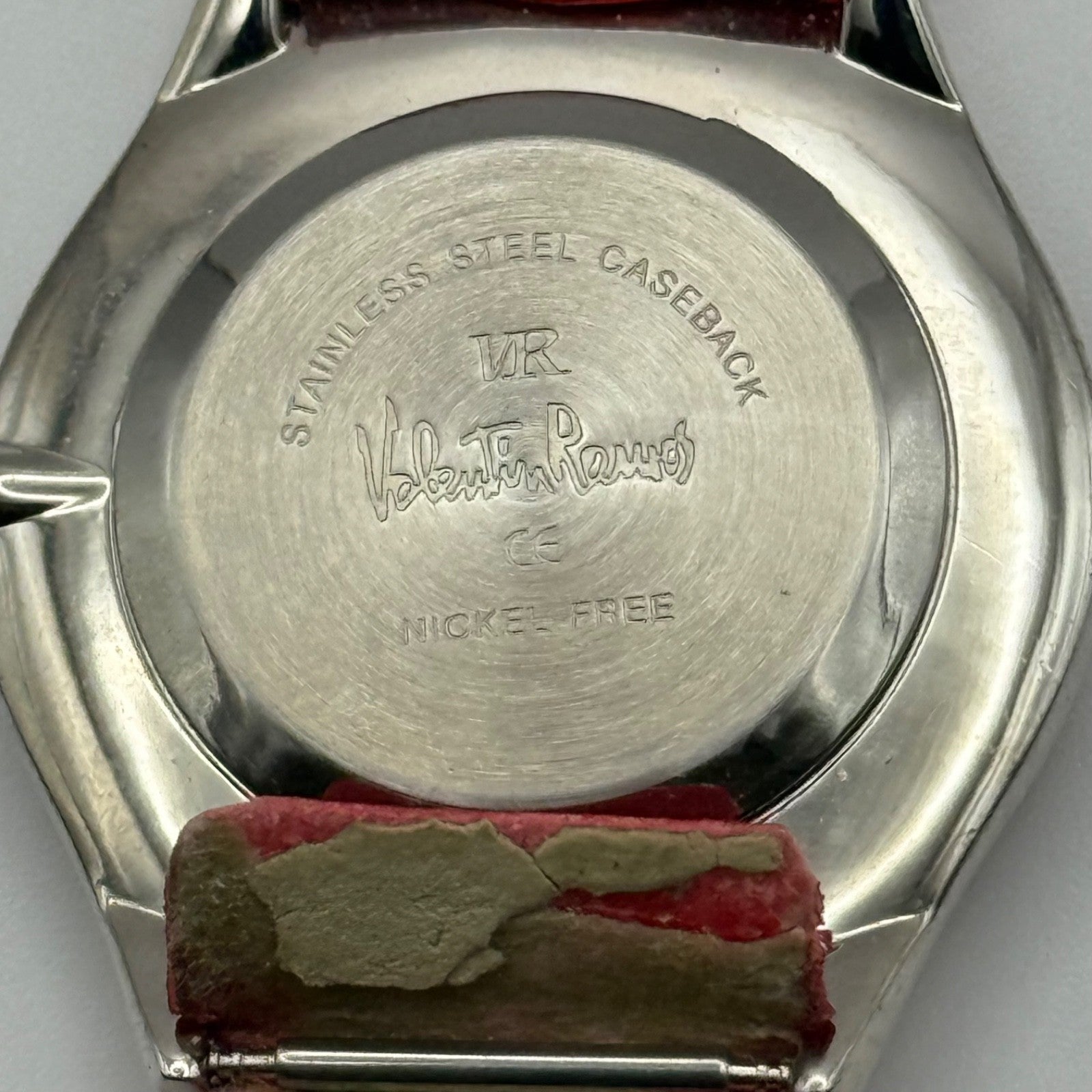 32mm Working Valentin Ramos Ladies 32mm Quartz Watch Needs New Strap Red Dial