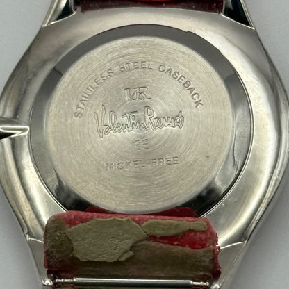 32mm Working Valentin Ramos Ladies 32mm Quartz Watch Needs New Strap Red Dial