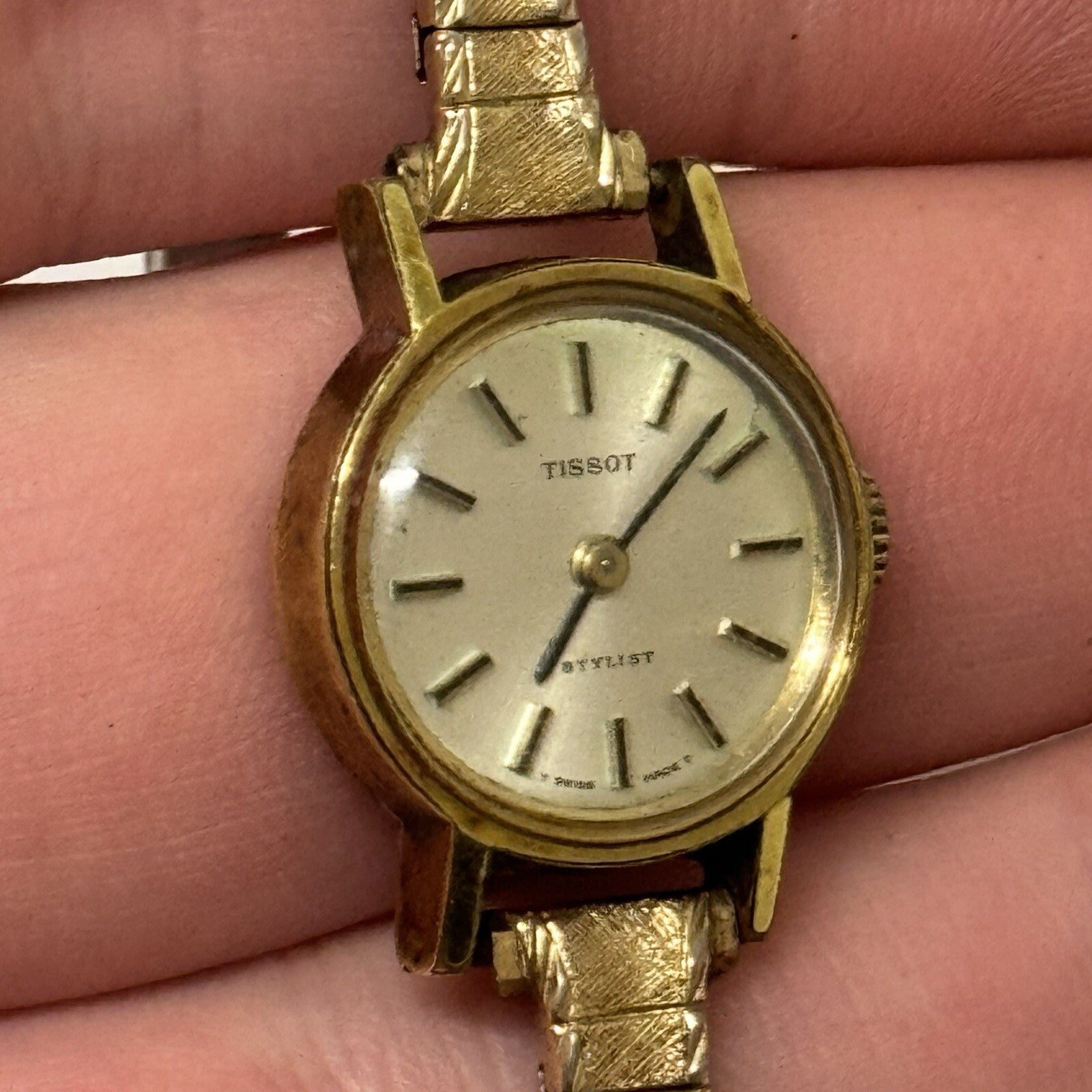 18mm Vintage Ladies Tissot Stylist Swiss Gold Tone Expandable Watch TO RESTORE