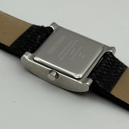 Sekonda Ladies Quartz Watch Black Dial Crystal Accents Bezel Japan Working 25mm