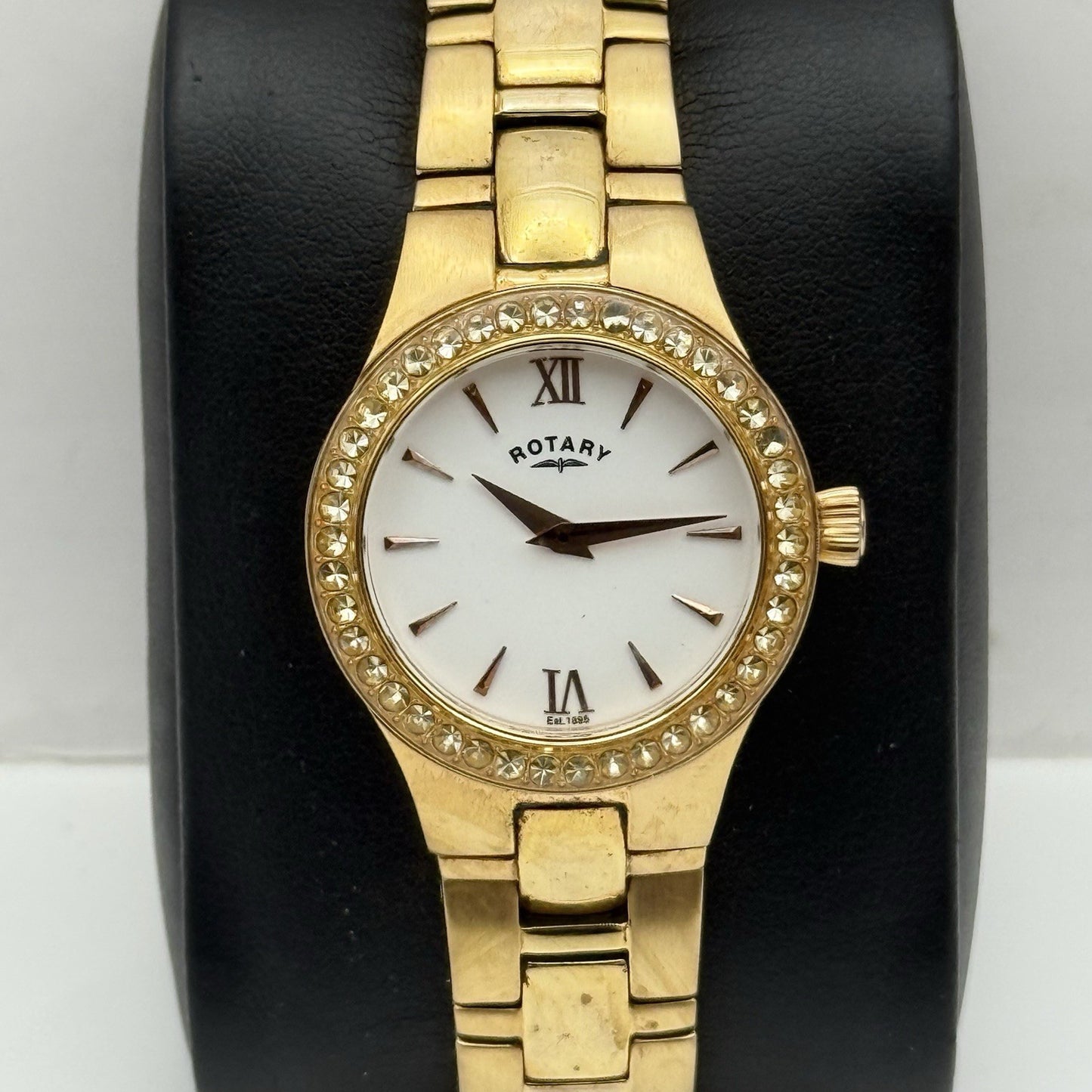 28mm Working Ladies Rotary LB3907 Dolphin Standard Rose Gold Tone Quartz Watch