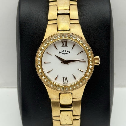 28mm Working Ladies Rotary LB3907 Dolphin Standard Rose Gold Tone Quartz Watch