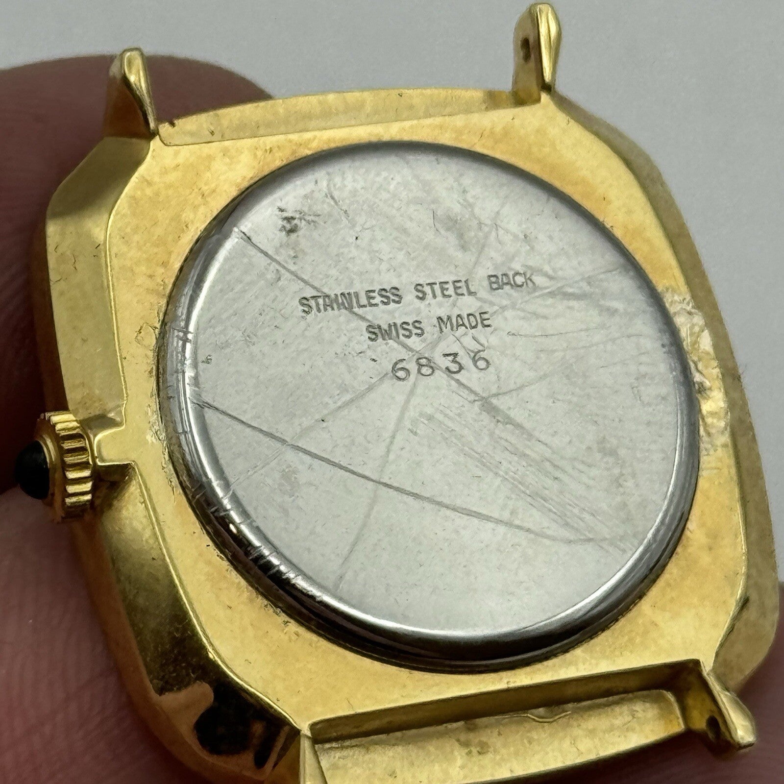 29mm Ladies Manual Wind Rone Gold Placed SwissWatch Head FOR PARTS To Restore