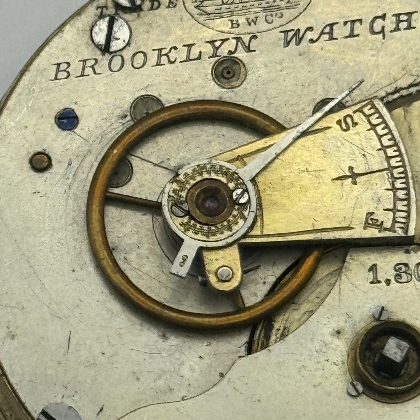 45.8mm Antique Brooklyn Watch Co BWC Key Wound Pocket Watch Movement PARTS