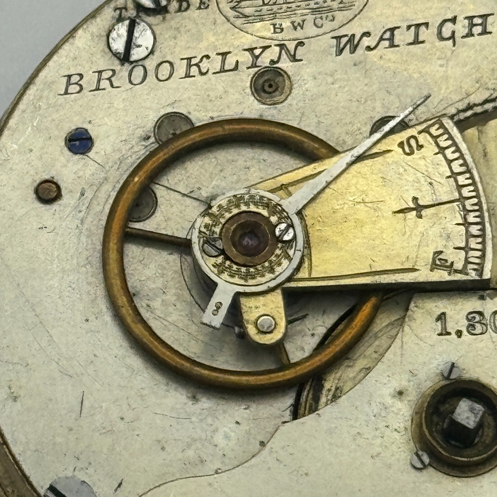 45.8mm Antique Brooklyn Watch Co BWC Key Wound Pocket Watch Movement PARTS