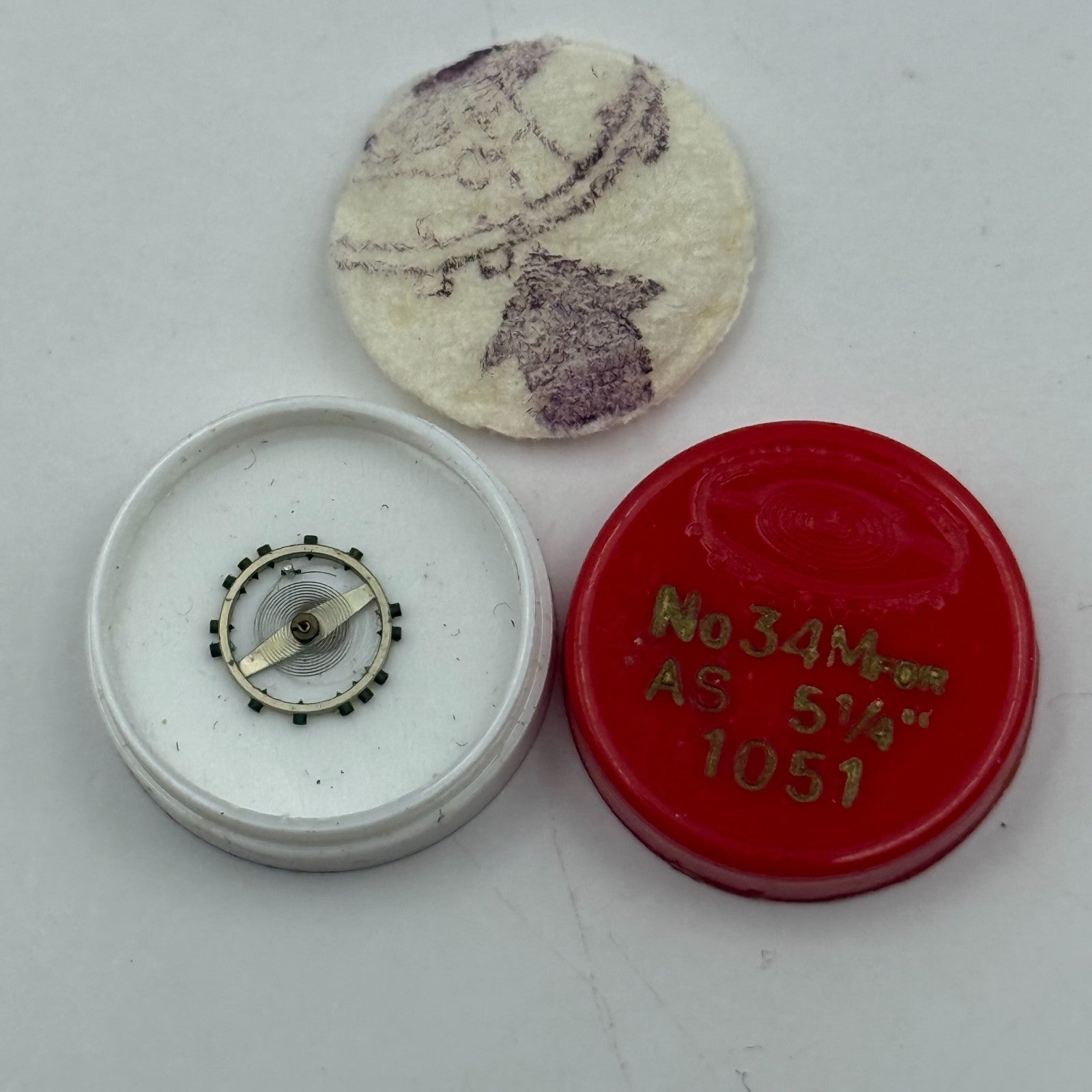 AS 1051 Balance Wheel Complete And Spring 5¼’’’ 34 M Watch Movement Parts NOS