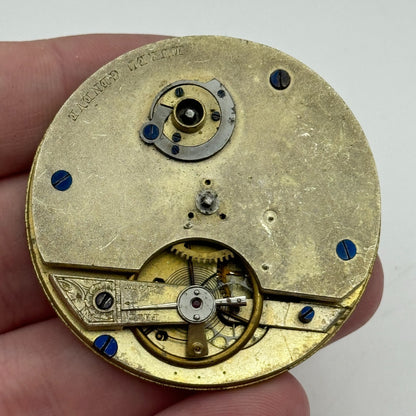 47.6mm Antique Muret Geneve Key Wound Pocket Watch Movement PARTS REPAIR SPARES