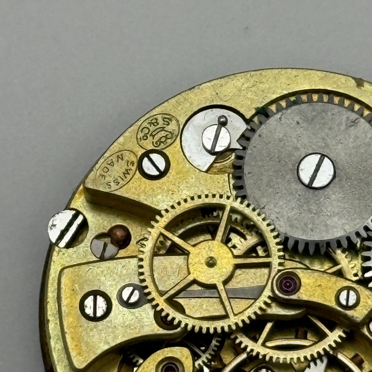29.8mm Rare Antique Stauffer S S & Co Centre Seconds Trench Watch Movement PARTS