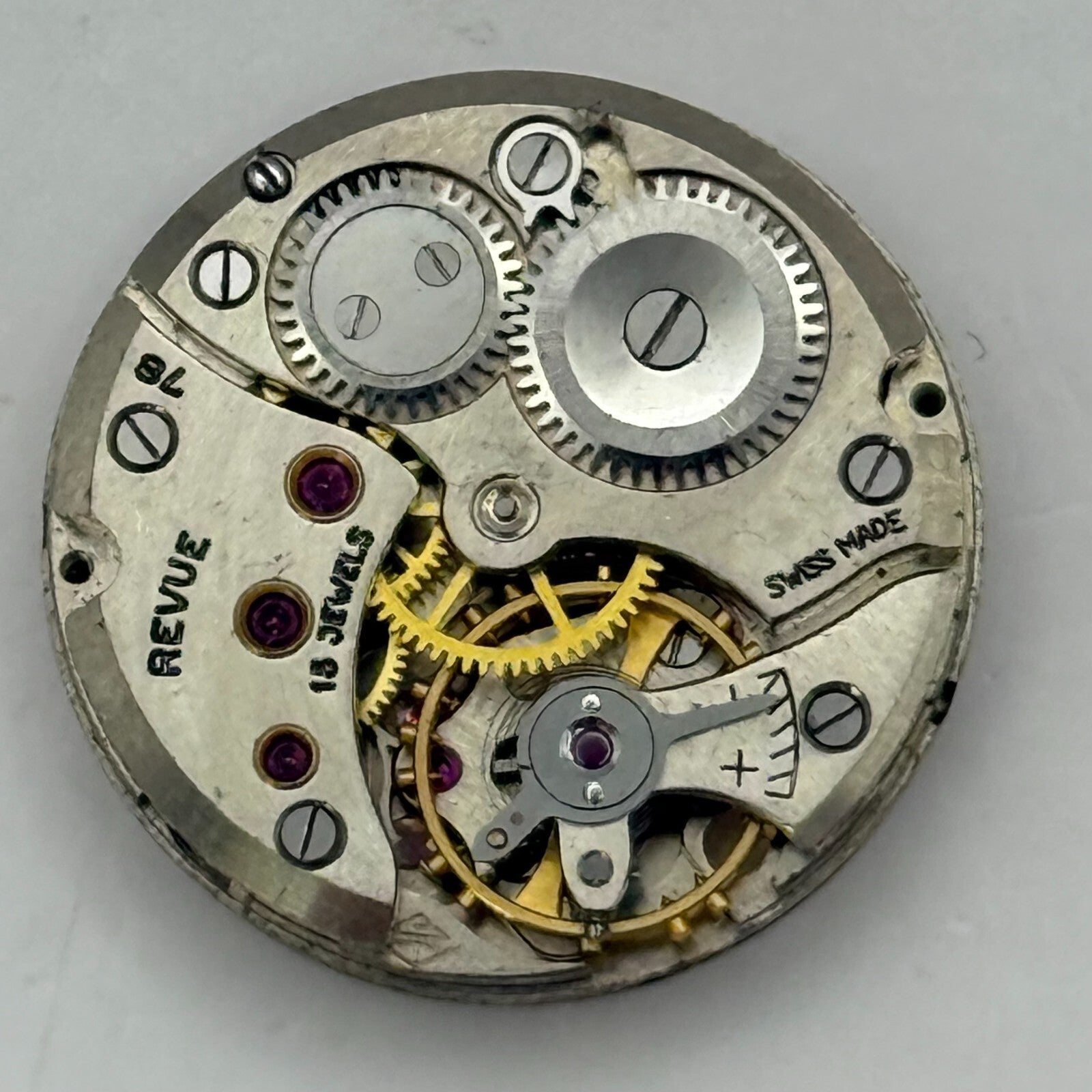 19.7mm Vintage Vertex Revue 78 Swiss Manual Wind Watch Movement PARTS REPAIR