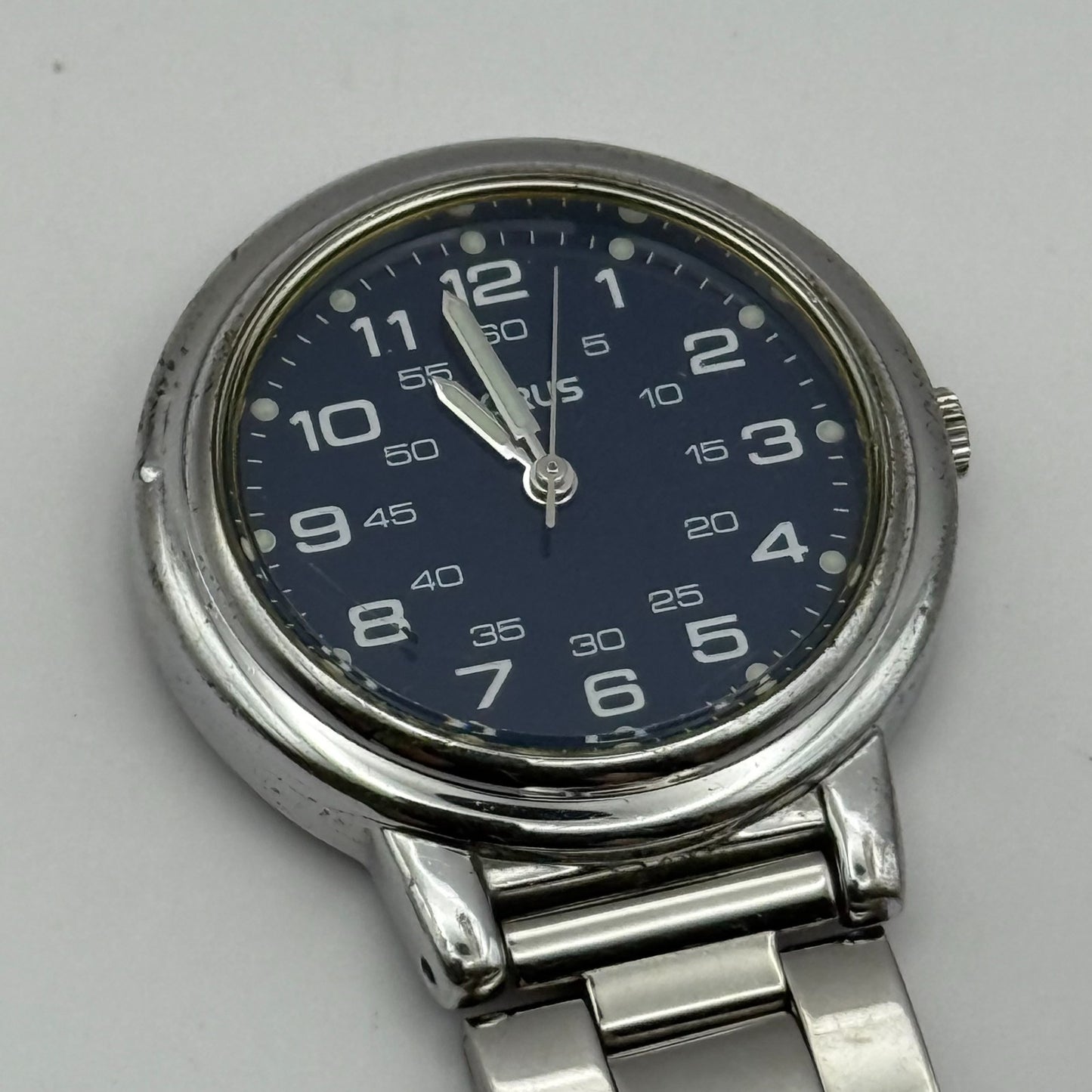 Lorus Quartz Fob Nurse Watch Blue Dial Stainless Steel Japan Working 29mm