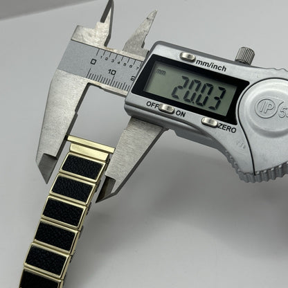 20mm Lug Rowi Fixo Flex Vintage New Old Stock NOS Expandable Strap Black Gold