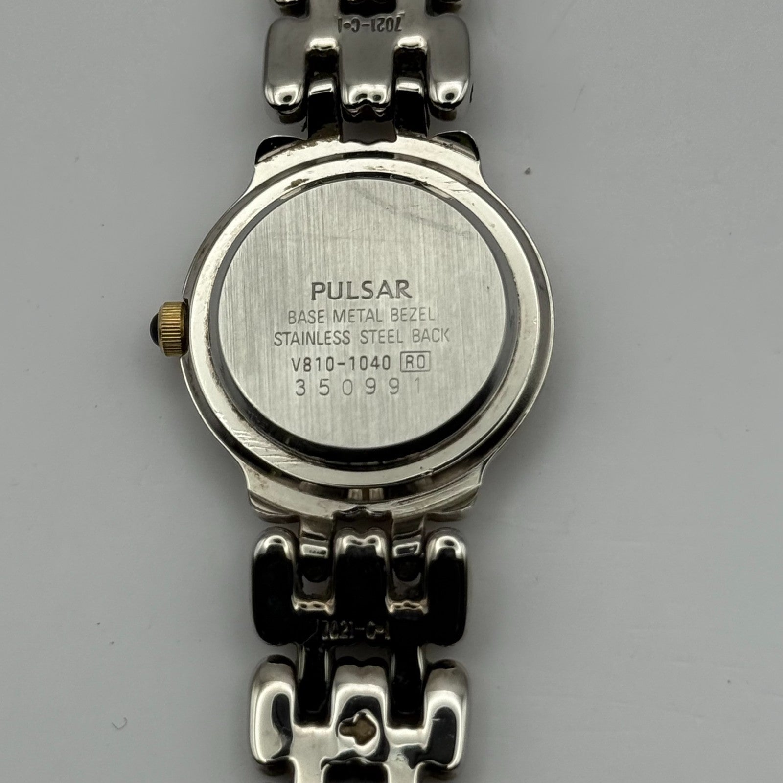 Pulsar Ladies Quartz Watch White Dial Two Tone Bracelet Japan Working 26mm