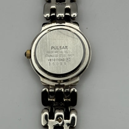 Pulsar Ladies Quartz Watch White Dial Two Tone Bracelet Japan Working 26mm