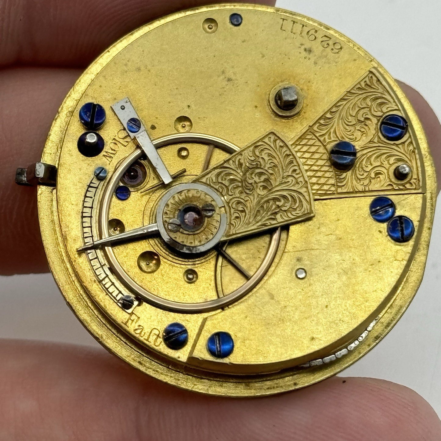 36mm Running Antique Quality English Fusee Pocket Watch Movement -  TO RESTORE