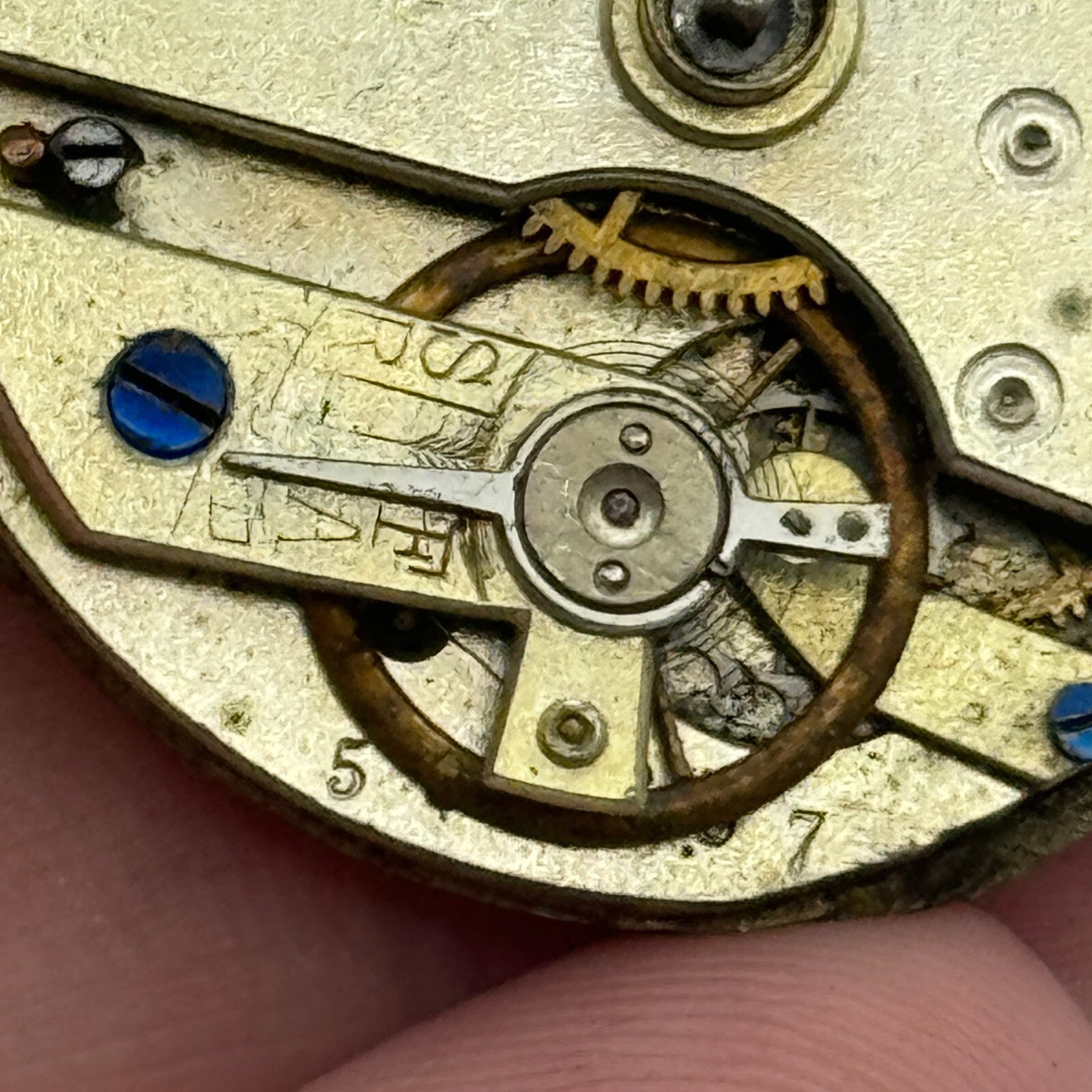36.2mm Antique Unidentified Key Wound Pocket Watch Movement PARTS REPAIR SPARES