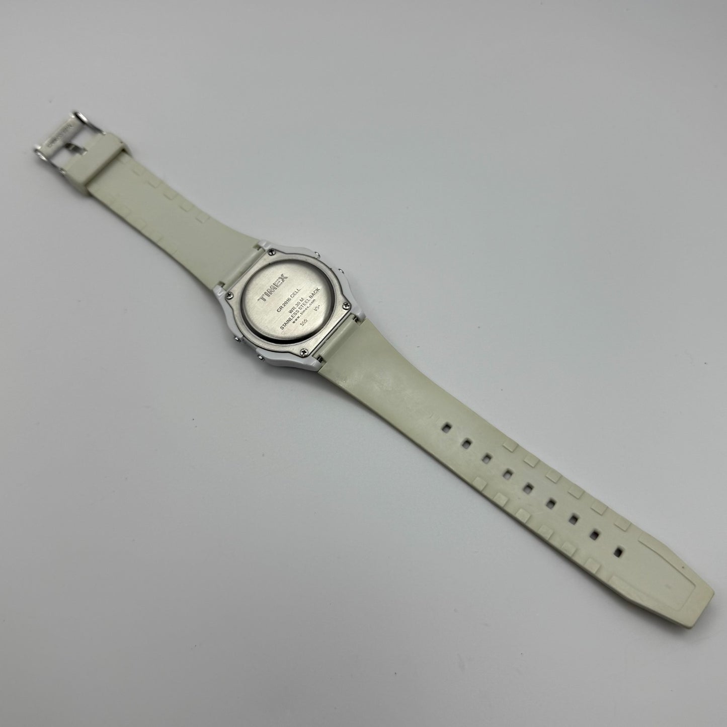 Timex Indiglo Digital Quartz Watch Piano Strap White Black Strap Working 34mm