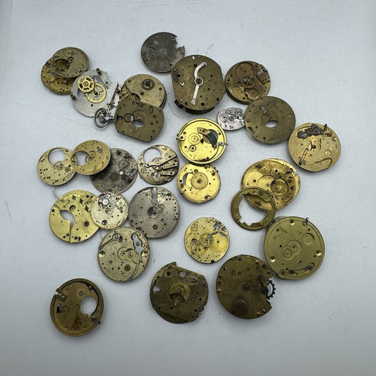 500 Grams Job Lot Of  Pocket Watch Movements Parts For Spares / Repairs / Parts
