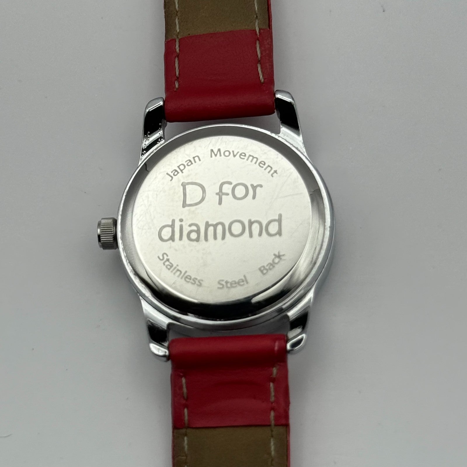 D for Diamond Unisex Kids Time Teacher Quartz Watch Red Strap Japan Working 23mm