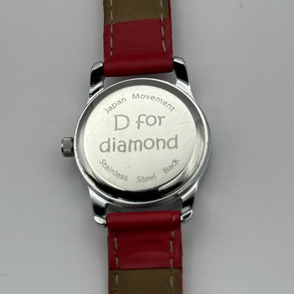 D for Diamond Unisex Kids Time Teacher Quartz Watch Red Strap Japan Working 23mm
