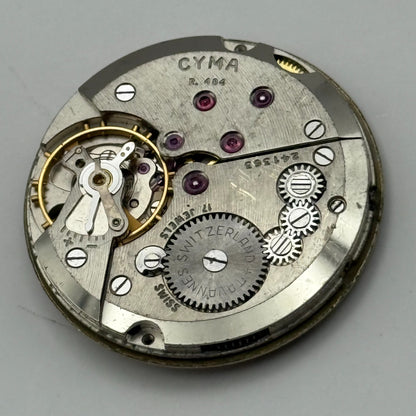 Cyma R. 484 Watch Movement Manual Wind Vintage Swiss 17 Jewels Parts 28.2mm