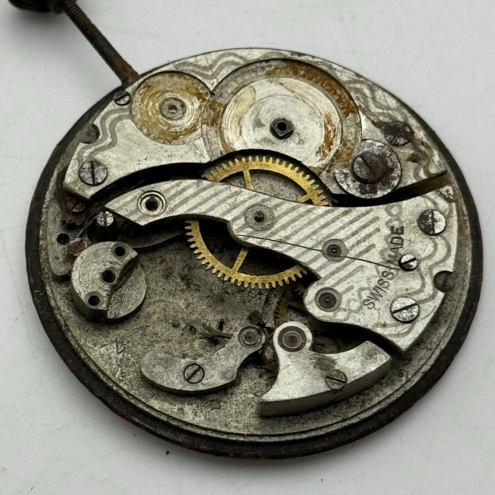 42.5mm Interesting Swiss Top Wind Pocket Watch Movement Dial FOR PARTS