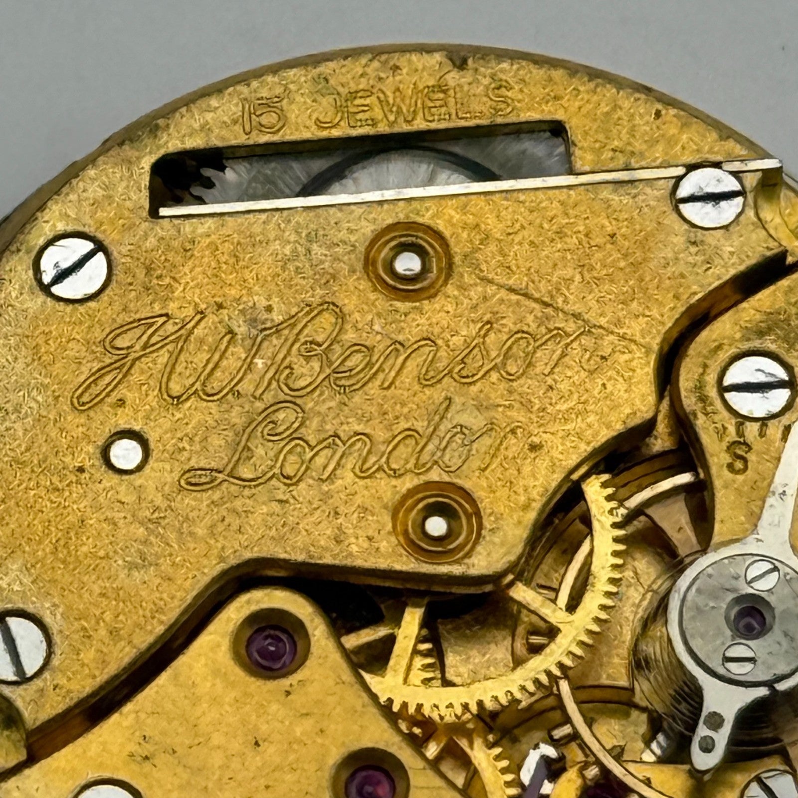 J W Benson Smiths De Luxe 15 Jewels Watch Movement Manual Wind Parts 26.9mm