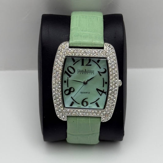 Working Joan Rivers Classics Jewelled Green Ladies 35mm Quartz Watch New Battery