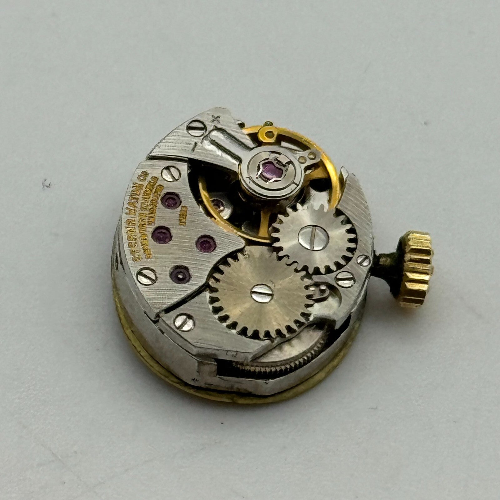 13mm Ladies Eterna 1447K Manual Wind Watch Swiss Movement Dial Hands Crown PARTS