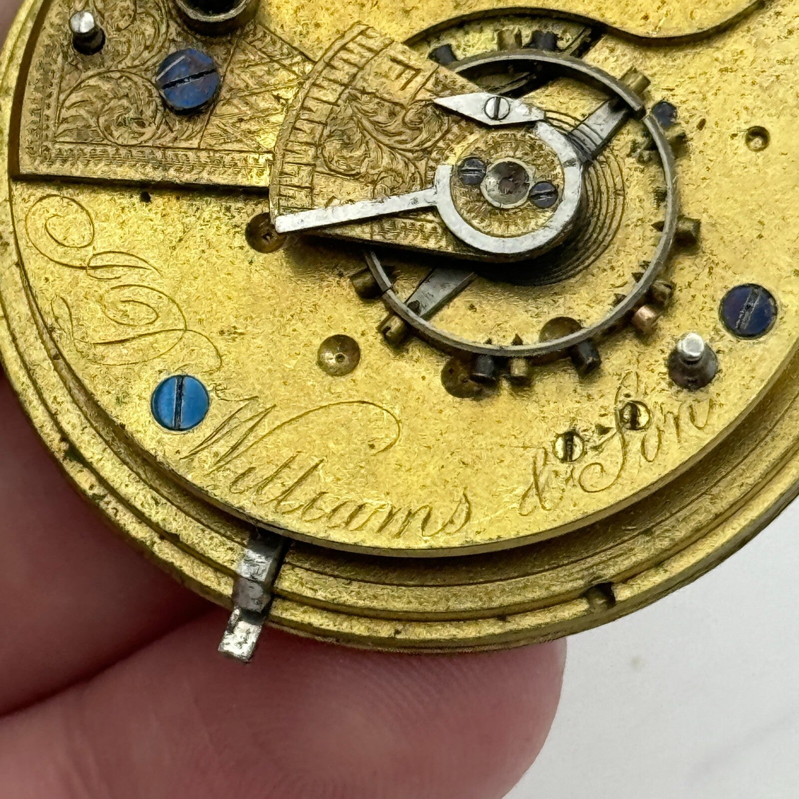 44.8mm Antique J D Williams & Son Merthyr Tydvil Pocket Watch Movement PARTS
