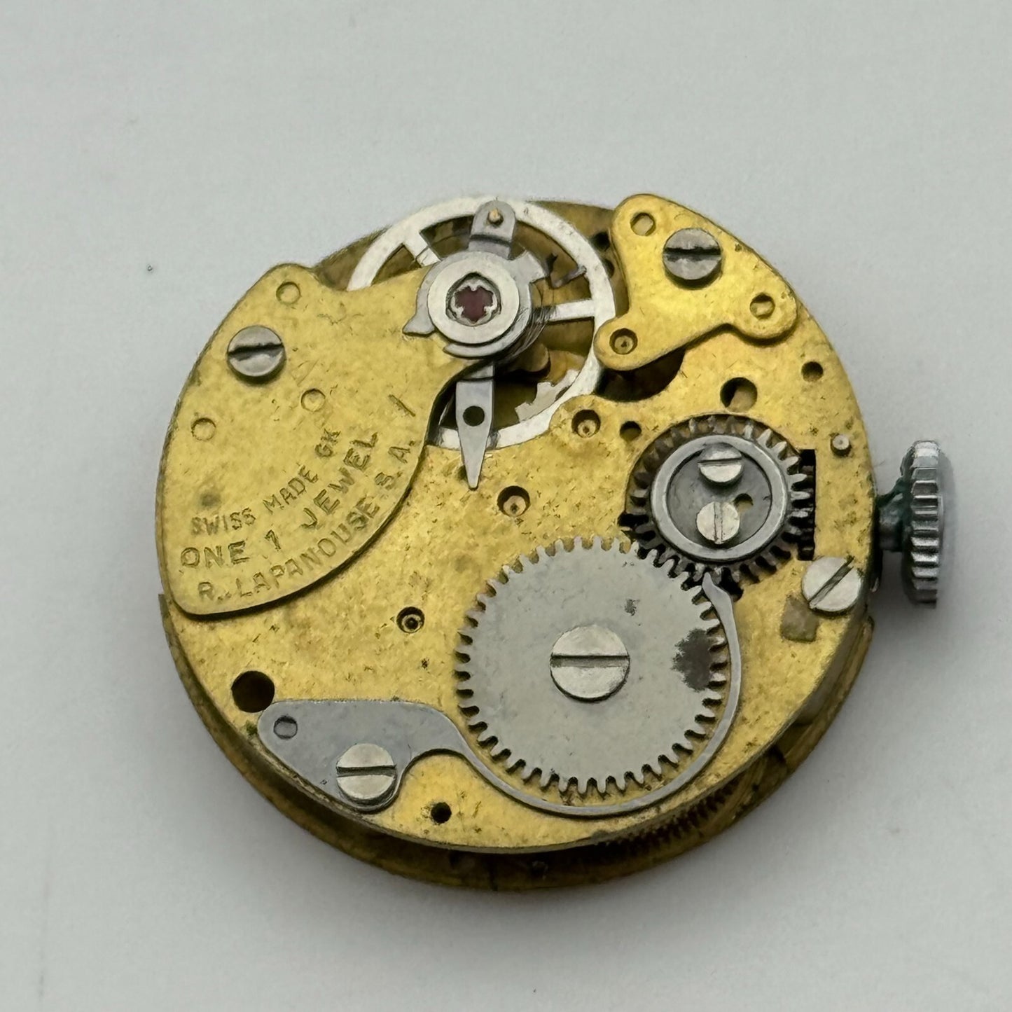 24.2mm R Lapanouse S.A. 1 Jewel Manual Wind Swiss Watch Movement Vintage PARTS