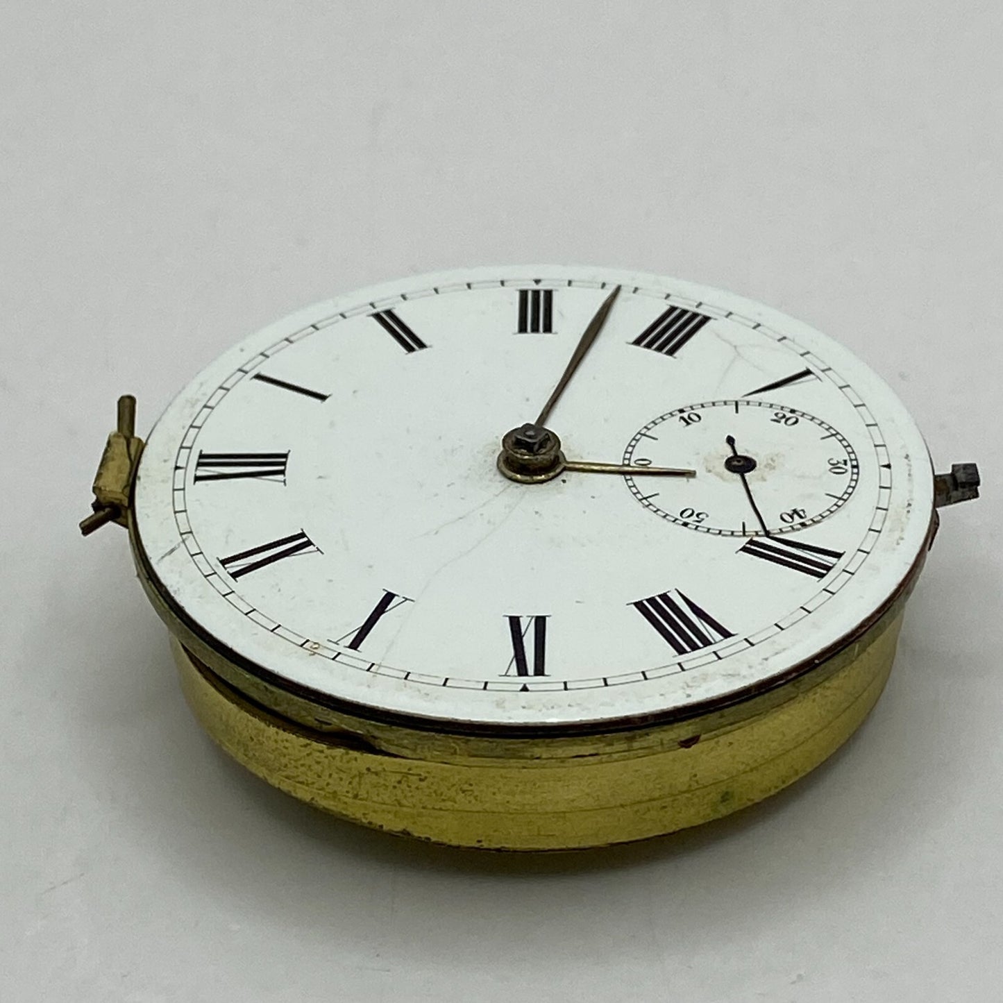 44.6mm Antique Key Wound Reversing Pinion Pocket Watch Movement PARTS REPAIR