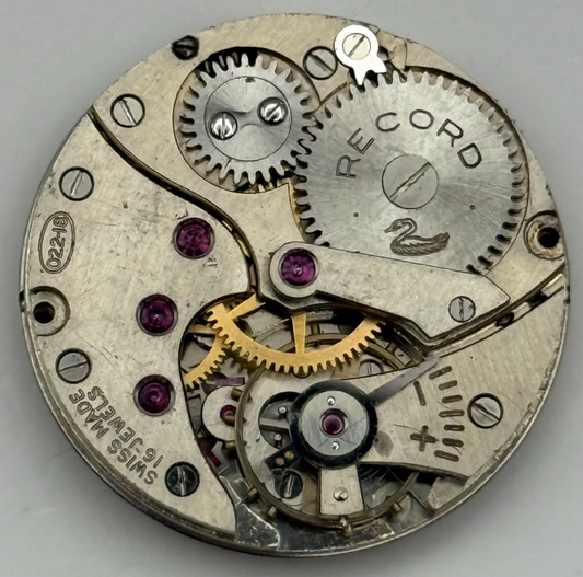 Record 022-18 Watch Movement Manual Wind Vintage Swiss 16 Jewels Parts 28.1mm