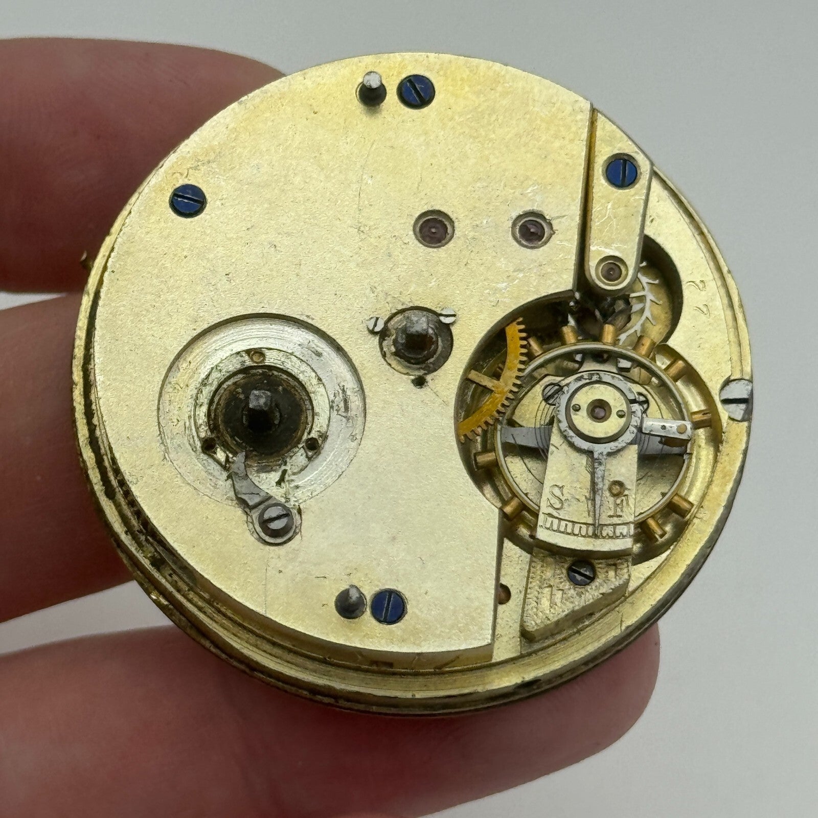 44.8mm Antique Henry E Peck London Swiss Key Wound Pocket Watch Movement PARTS