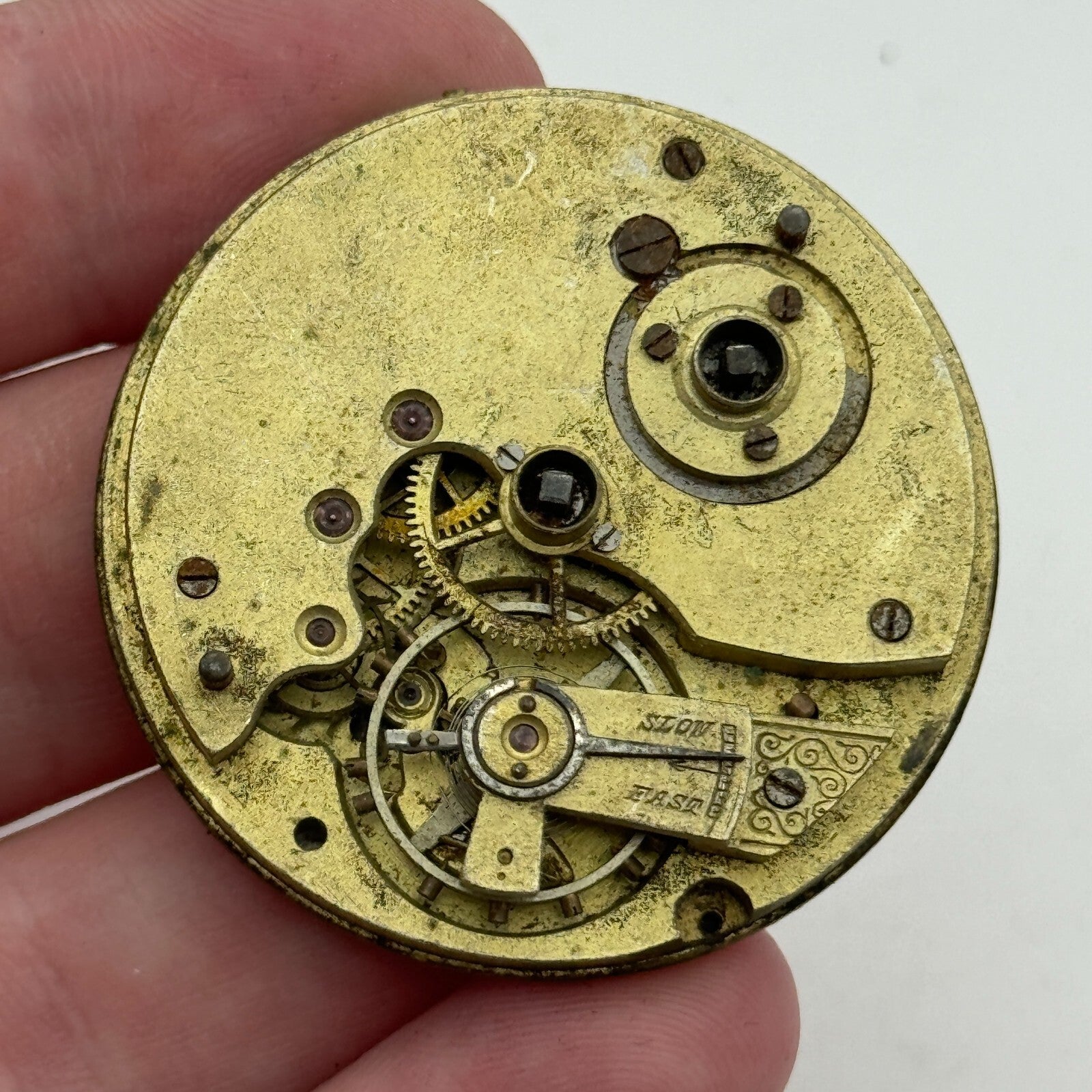 43mm Antique W E Watts The Greenwich Lever Key Wound Pocket Watch Movement PARTS