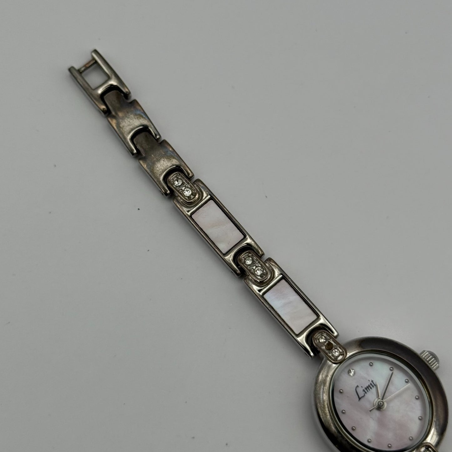 Limit Ladies Quartz Watch Pink MOP Dial Silver Tone Bracelet Working 19mm