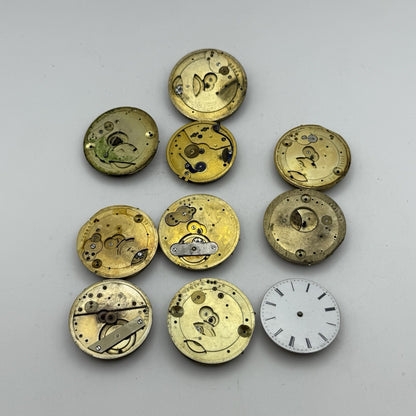 Bundle Mixed Antique / Vintage Pocket Watch Movements Joblot PARTS REPAIR SPARES