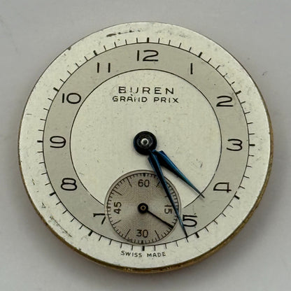 Buren 410 Grand Prix Watch Movement Manual Wind Vintage Parts Repair 25.1mm