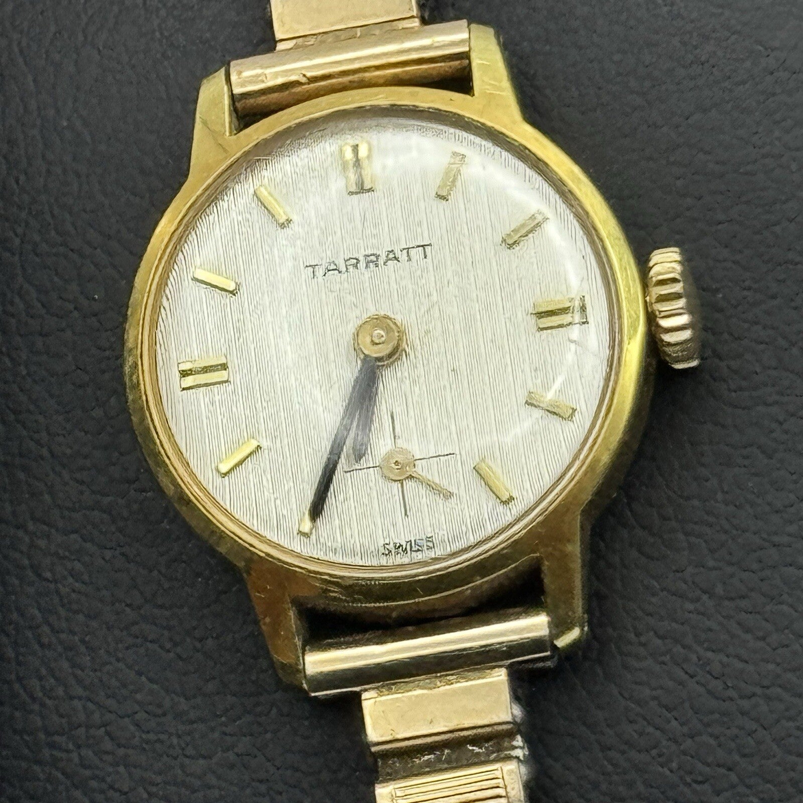 19mm WORKING Vintage Tarratt Expandable Strap Silver Dial Ladies Dress Watch 