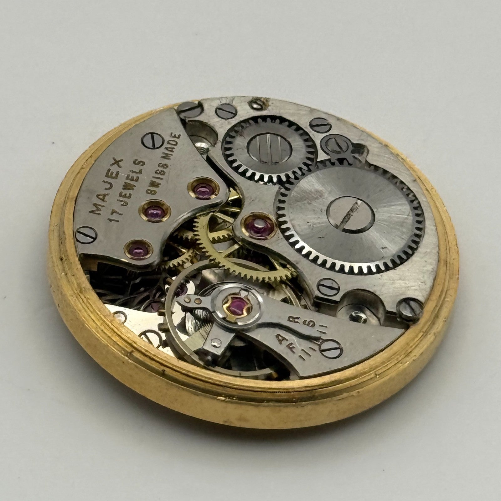 Majex Buren 370 Watch Movement Manual Wind Vintage Swiss 17 Jewels Parts 25.9mm