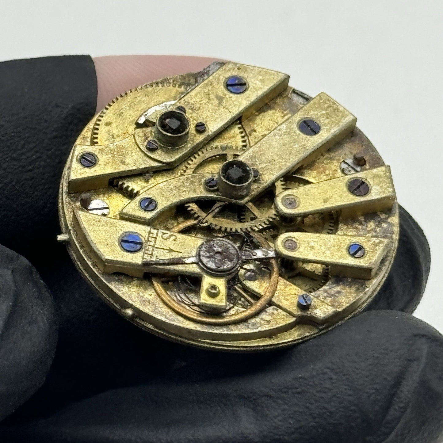 31.6mm Quality White Porcelain Dial Cylinder Watch Movement FOR PARTS