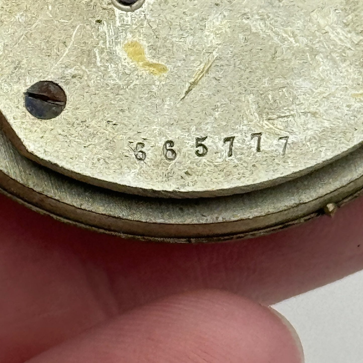 45mm Antique Unidentified Key Wound Partial Pocket Watch Movement PARTS REPAIR