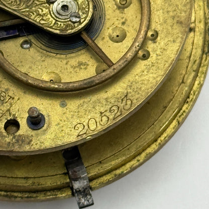 Fusee Pocket Watch Movement Antique English Key Wound Parts Repair Spares 46.4mm