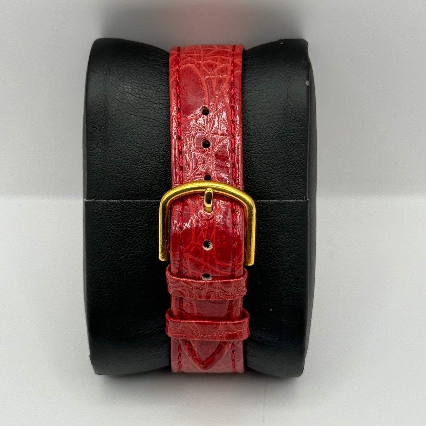 Aviatime Ladies Quartz Watch White Date Dial Red Leather Strap Working 33mm